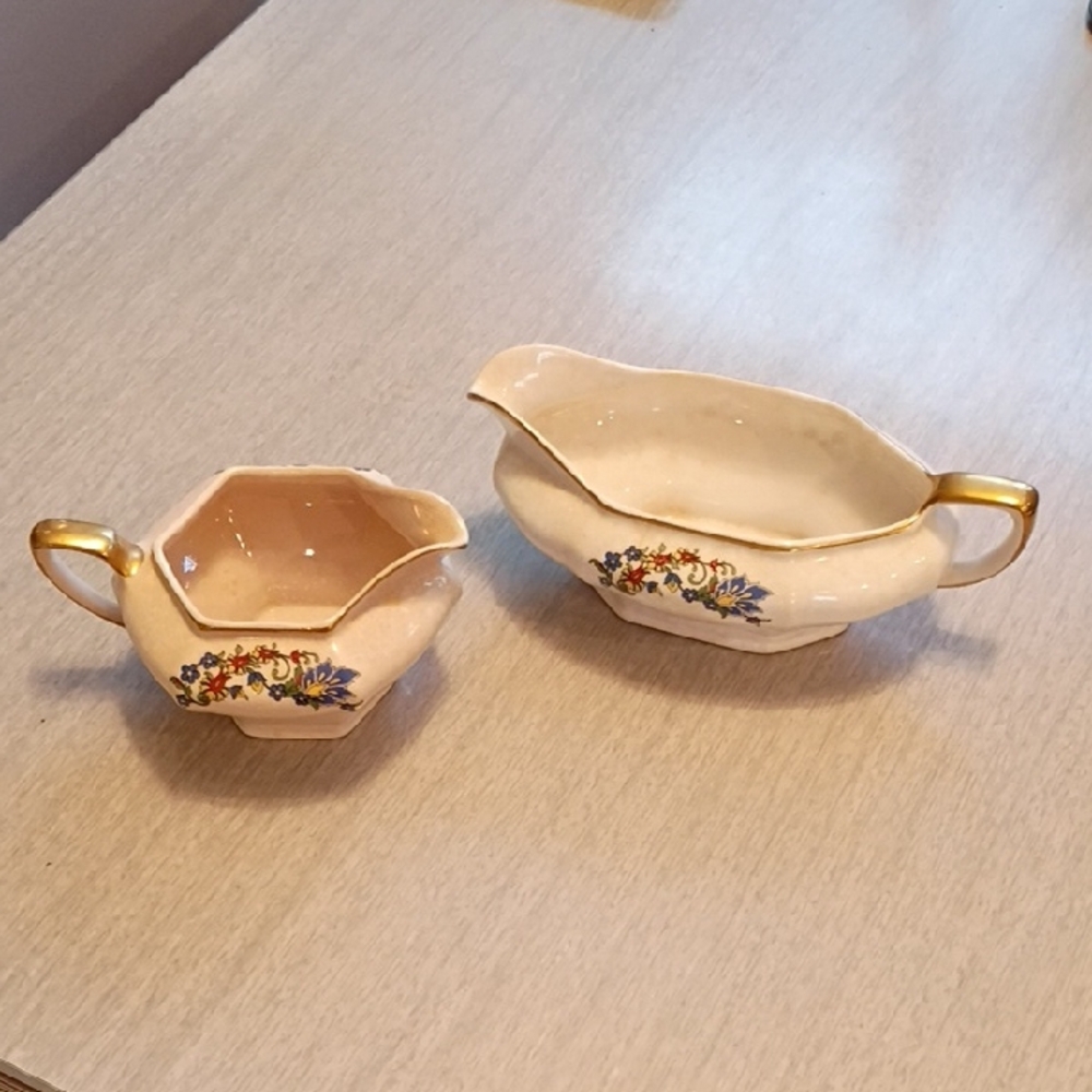 Globe China Company vintage gravy boat and creamer